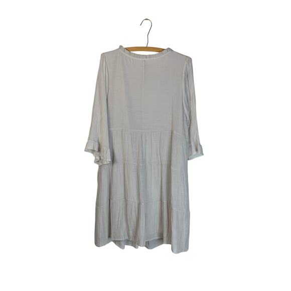 Boho Tiered Midi Dress Pale Grey  Relaxed Fit Size XL Fairy Lagenlook - Picture 3 of 8